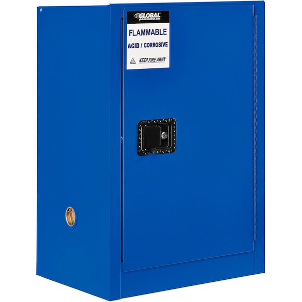 Global Industrial Acid Corrosive Cabinet, 12 gal, Steel, 23 in W x 35 in H x 18 in D, Blue 316064 - main